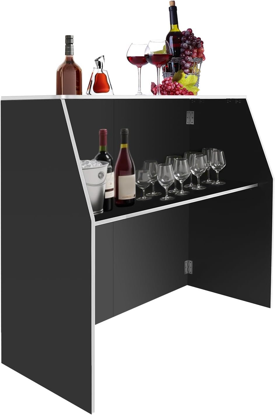 47.75" Portable Bar Table for Events, Foldable Bar Cabinet, Moblie Bartending Station