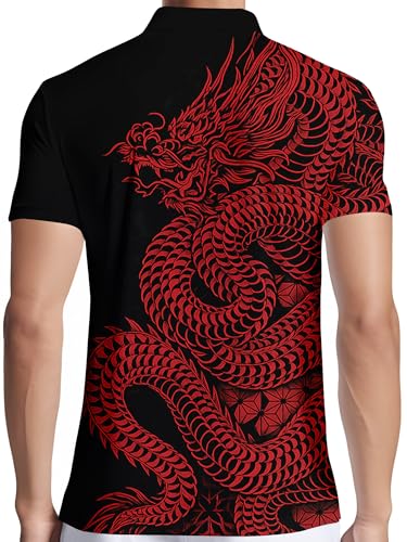 Image of PAGYMO Funny Golf Shirts for Men Crazy Printed Pattern Novelty Moisture Wicking Performance Mens Polo Shirt