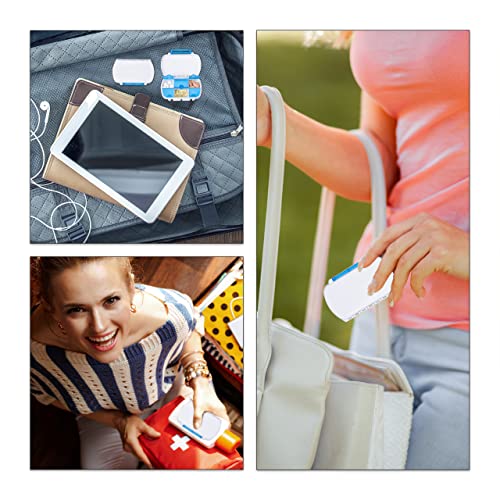 Relaxdays pillendoos 3 stuks, 6 vakken met extra deksel, waterdicht, BPA-vrij, pillendoosje voor op reis, wit/blauw - Afbeelding 4