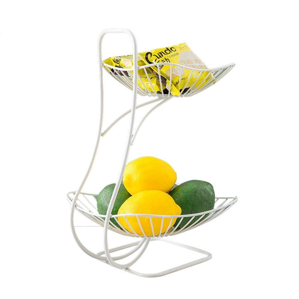Portafrutta con Supporto per Cesto di Frutta a Doppio Strato Supporto per Cesto di Frutta da Cucina Staccabile Portaoggetti a 2 Livelli Organizer per portaoggetti Chrome Stand Orga