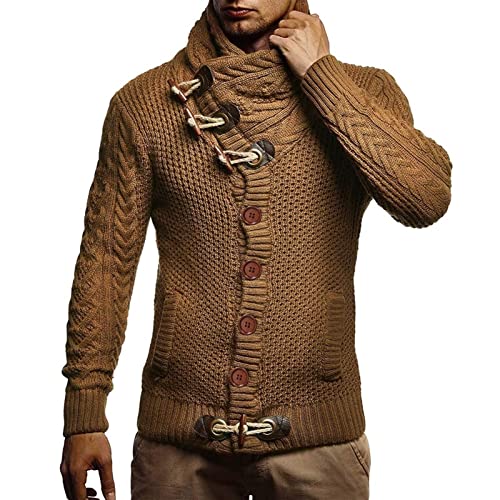 Men's Sports and Leisure Soft Knitted Men's Vintage Shawl Collar Pullover Casual Long Sleeve Knitted Sweater Soft Touch (Color : B, Size : X-Large)2