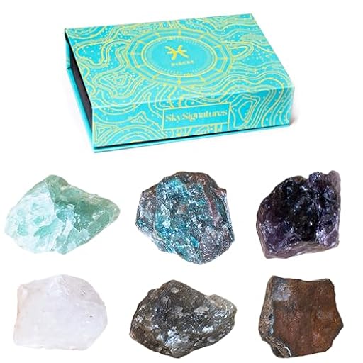 Set de piedras curativas del zodiaco – 6 gemas por cada signo para sanación, meditación y equilibrio energético – Elegante caja de regalo – Calidad premium y producción sostenible (Piscis) | Ya disponible en tu tienda friki favorita! En mundofriki.es!