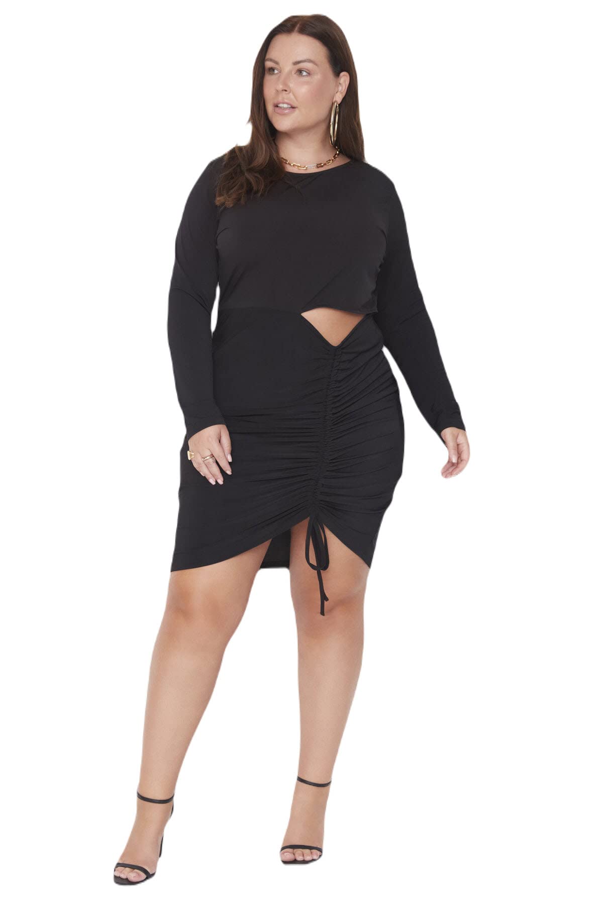 Trendyol Trendyol Women's Woman Fitted Smock Crew Neck Knit Plus Size Dress