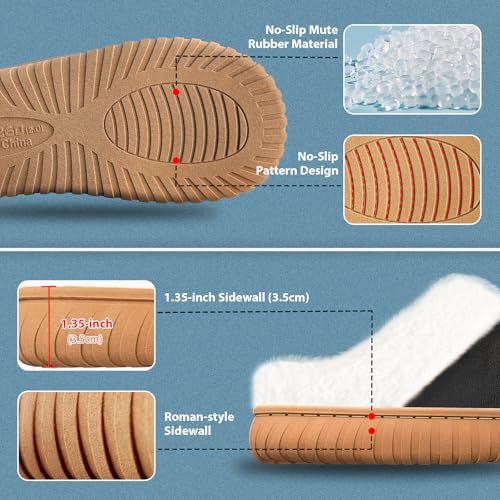 CROVA Slippers For Women Indoor and Outdoor Fuzzy House Slippers Memory Foam Warm for Home Womans Size3