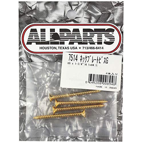 yKiz Allparts I[p[c GS-0005-002 Pack of 4 Gold Neckplate Screws 7514