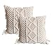 RAILONCH 2 fundas de almohada de algodón de macramé, estilo bohemio, decorativas, con borlas, para cama, sofá, bench, decoración del hogar (A)