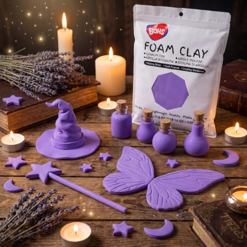 Image of BOHS Foam Clay, Violet Air Dry Modeling Clay, 1.1 lb | Soft texture; crack-free finish; no crumbles; sculpt, sand and paint; school projects, slime making and fine-motor play