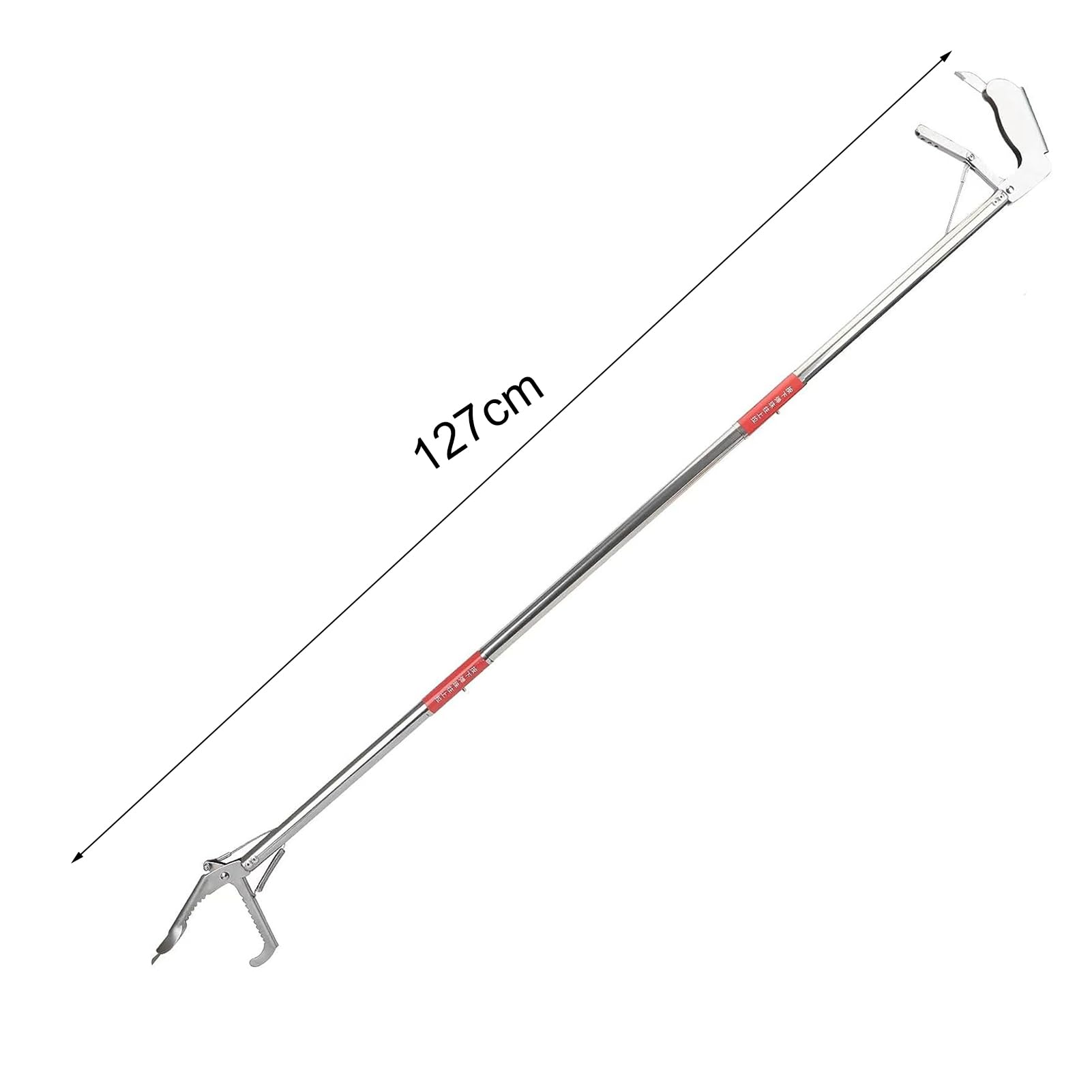 Attrape-serpent dentelé double face en acier inoxydable, pince à mâchoire large pour reptiles avec poignée antidérapante pour serpents, souris, serpents à sonnette, argent