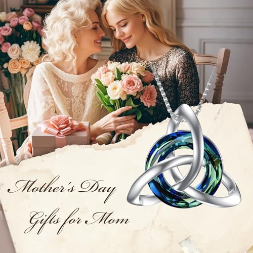 TOUPOP Celtic Knot Necklace for Women Sterling Silver Trinity Knot Pendant Necklaces with Crystal Irish Jewelry Birthday Gift for Her Wife Girlfriend Mom Daughter2