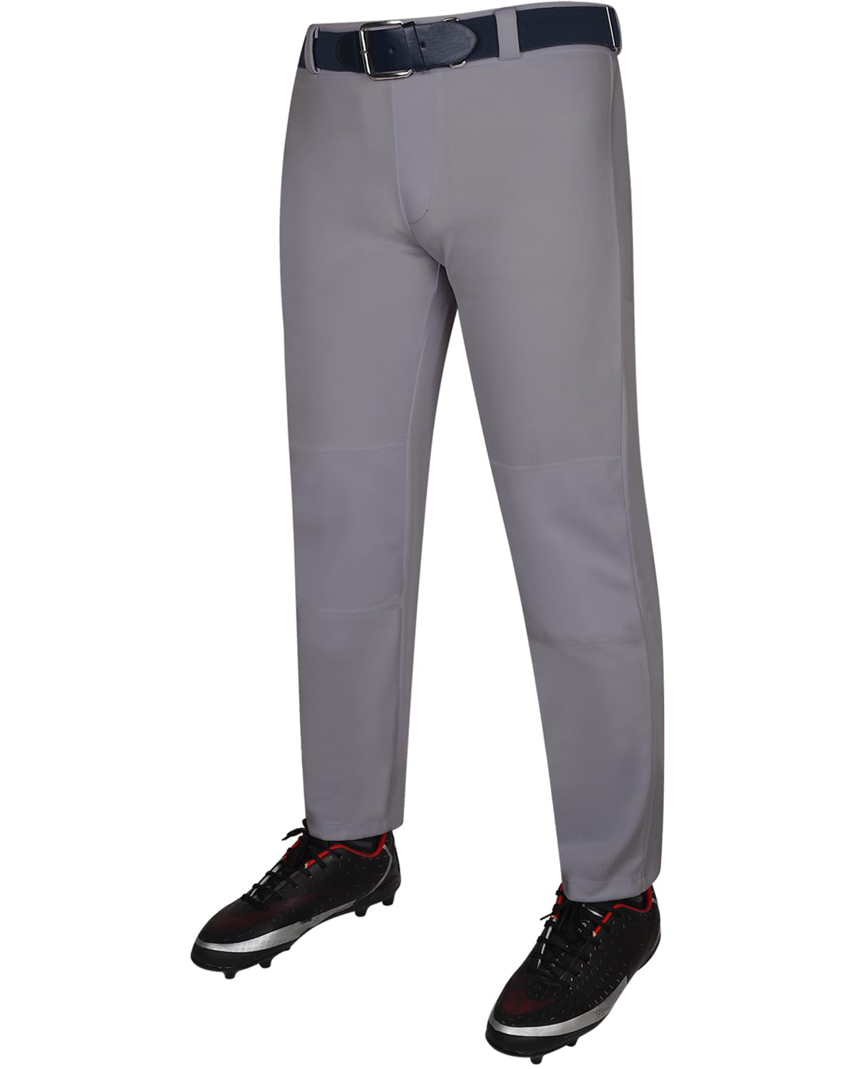 Youth Baseball Pants - No Fly w/Belt Loops (Grey, Youth Large)