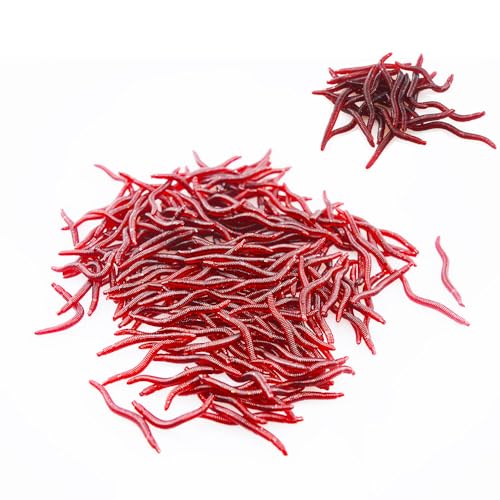 Senvenelec 110 lombrices de tierra artificiales, silicona suave biomimetic, zorras, señuelos de pesca de gusanos, simulación roja, falsa lombriz roja.