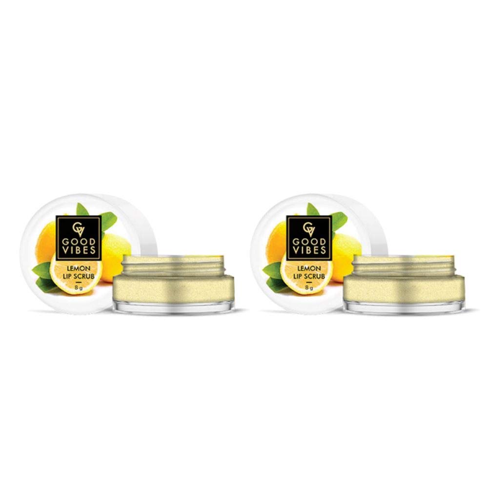 Good Vibes Lemon Lip Scrub, 8 g (Pack of 2) | Provides In-Depth Nourishment For Soft & Smooth Lips | Lightweight, Exfoliating, Brightening, Hydrating | No Parabens & Mineral Oil