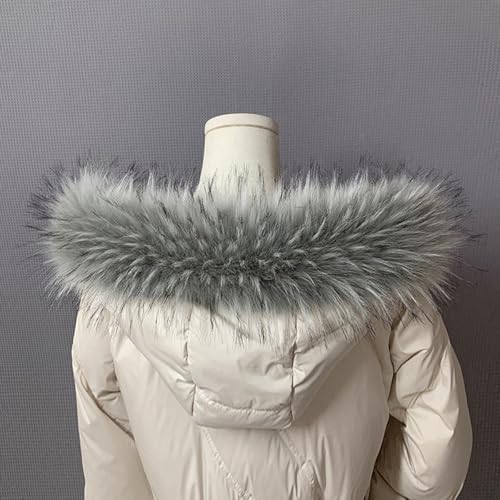 ECYC Ltd Fluffy Faux Fur Hood Trim Collar Replacement, Women's Faux Fur Collar Scarf Wrap Neck Warmer Faux Fur Collar Detachable Hood Trim for Winter Coat Unisex2