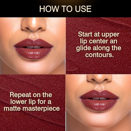 Image of Auric MatteRich Lipstick | Ruby Royale | 4.2g | Deep Red Matte Lipstick with Intense Pigment | Long-Lasting, Transfer-Proof, Vegan, Paraben-Free | Smooth Matte Finish