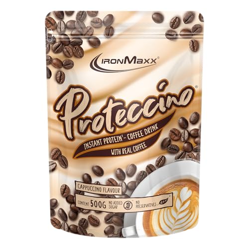 IronMaxx Proteccino – Sacchetto da 500 g per Cappuccino, caffè proteico, con estratto di caffè e caffeina, senza zuccheri aggiunti e conservanti