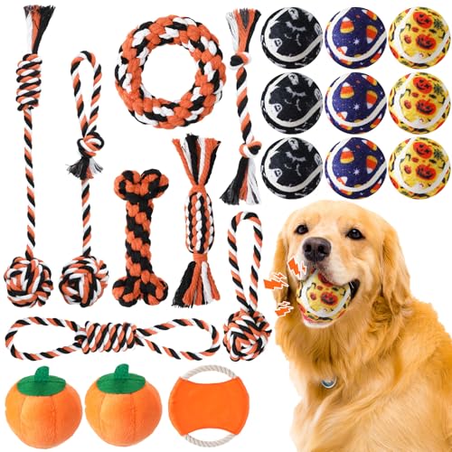 20 Pcs Halloween Squeaky Pumpkin Dog Toys Puppy Tennis Balls Pupp...