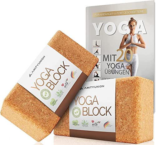 AMITYUNION The Original Juego de Bloques de Yoga de 2-100% Natural - Hatha Klotz también para...