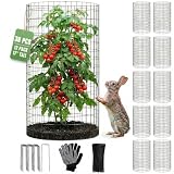 12 Pack 17' x 12' Tall Round Plant Cage - 36PCS Plant Support Cage Metal Wire Mesh Plant Protector for Outdoor Gardening Supplies Garden Protection Rabbits Chickens Ducks for Vegetables Flowers Shrubs