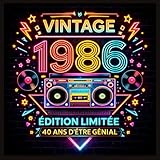  Livre d\'or anniversaire 40 ans thème retro neon vintage style des années 80s: 120 pages blanches/ Grand Format Carré 21 cm