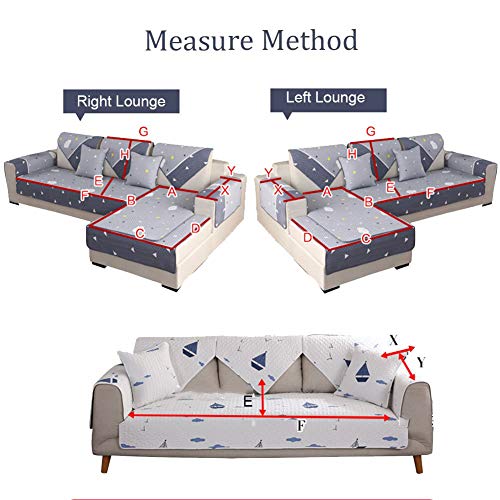 Zpee Vintage Short Plush Sofa Slipcover Quilted For Sectional Couch, Multi-Size Grid Non-Slip Sofa Covers Dust Proof Sofa Shield New Chinese Pattern-Blue 70X210Cm #TOP7