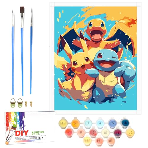 Lixkuokuo Peinture par numéros pour enfants à partir de 6 ans, junior et adultes débutants, 40 x 50 cm, grand dessin animé, kit de bricolage avec pinceaux...