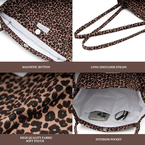 Image of TOPASION Cute Corduroy Tote Bag Canvas Shoulder Handbags for Women Travel Shopping