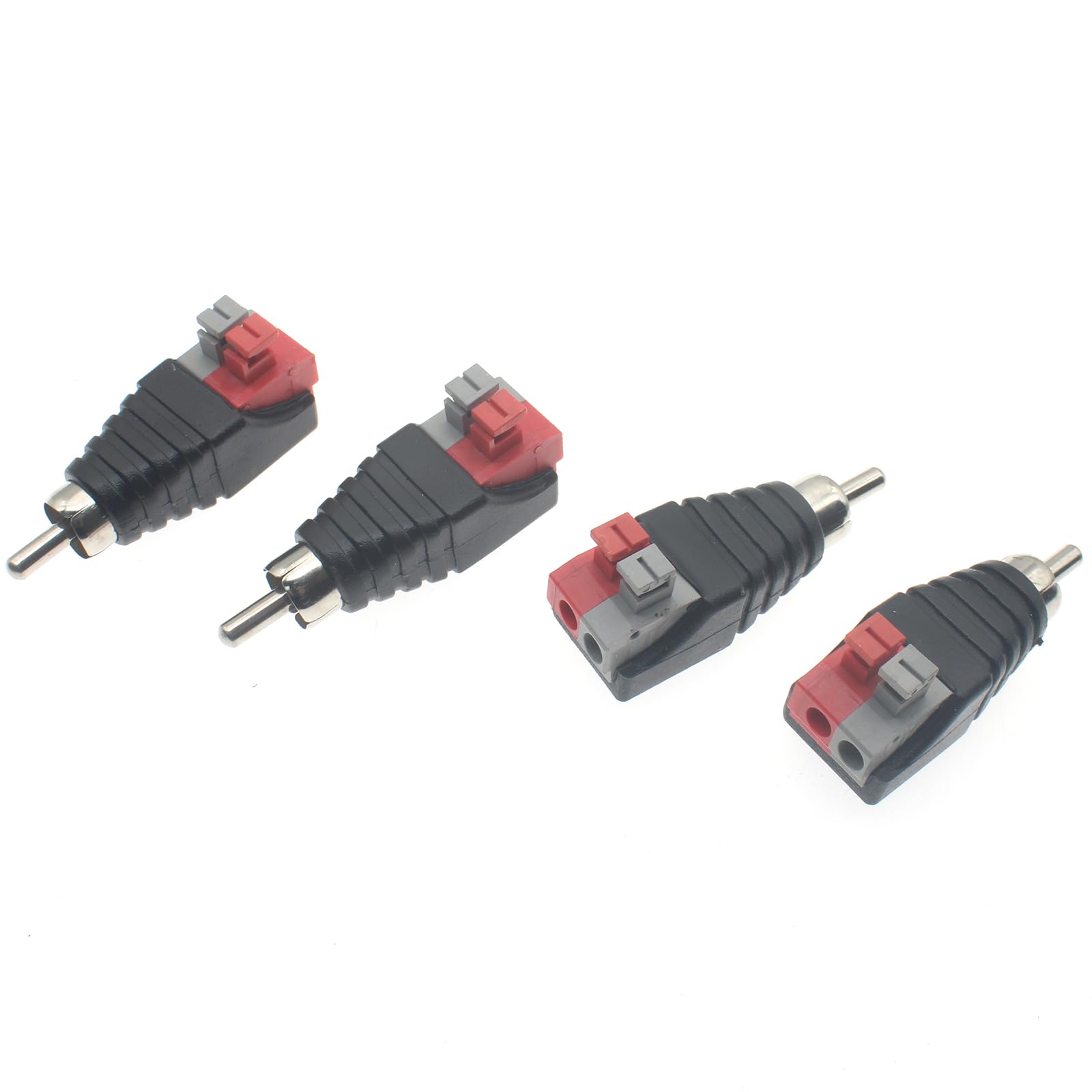 4 PCS RCA maschio adattatore di connessione a pressione cavo altoparlante a maschio RCA adattatore jack spina altoparlante portatile RCA connettore maschio per connessioni audio e video cavo
