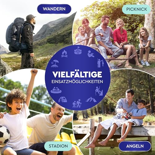 Seatwith 2X Faltbares Iso-Sitzkissen (40x40cm) mit Wärme isolierender ALU Unterseite + Tragetasche & Karabinerhaken für ideale Befestigung am Rucksack maximaler Schutz vor Kälte Nässe Schmutz