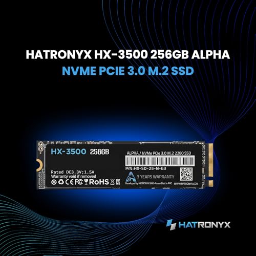 Image of Alpha HX-3500 256GB NVMe M.2 SSD 2280 | PCIe Gen 3x4 Internal SSD with Micron 3D TLC NAND | Up to 3000MB /s Read 2600MB /s Write | High Speed Storage for Gaming | 3+3 Year's Extended Warranty