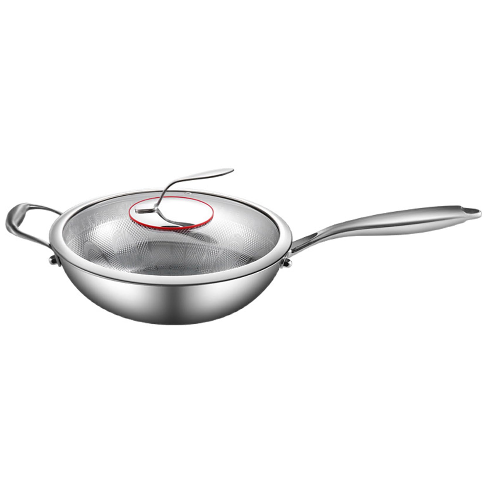 Padella in titanio 100% puro, padella antiaderente con doppio manico e coperchio, resistente ai graffi e al calore, padelle antiaderenti durevoli adatte a tutti i piani cottura 28cm