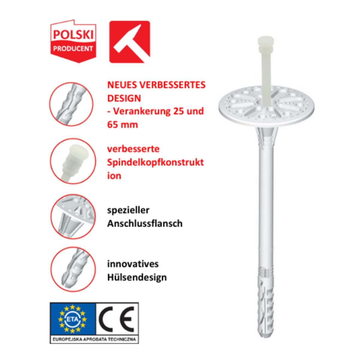 KLIMAS Platenpluggen isolatiepluggen pluggen isolatiehouder thermodpluggen 10x180-200 stuks