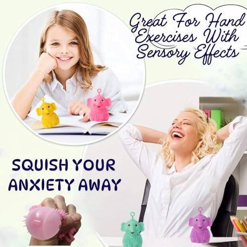 Image of GRAPHENE Flashing Squishy Stress Ball Soft Silicone Squeezable Puffer Sponge Ball Relief Toy Sensory Smiley LED Light Glowing Hair Elephant Sensory Fidget Toys for Kids Birthday Gift (Pack of 1)