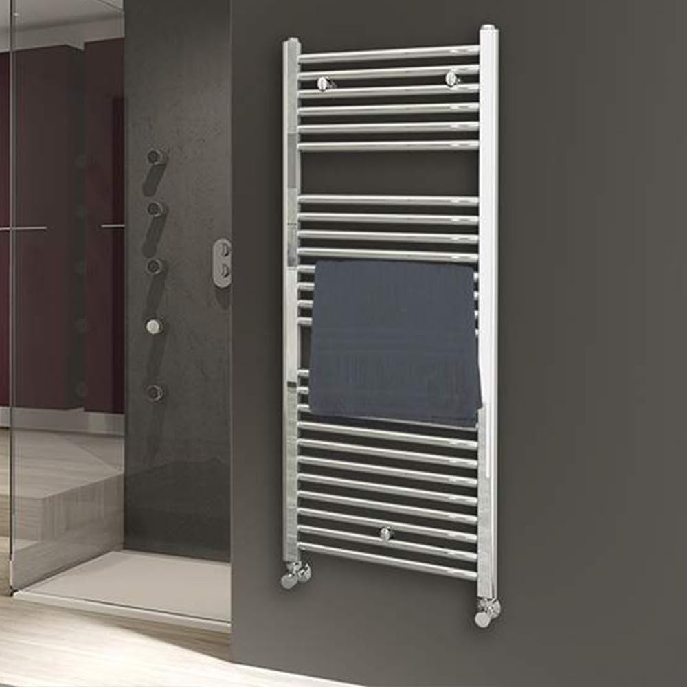 Kibath L408503 Toallero Secatoallas radiador para integrar en Circuito de Agua Caliente, Tubos de Acero con Acabado Cromado 1200x500. Válido para Red de calefacción estandar, Cromo Brillo