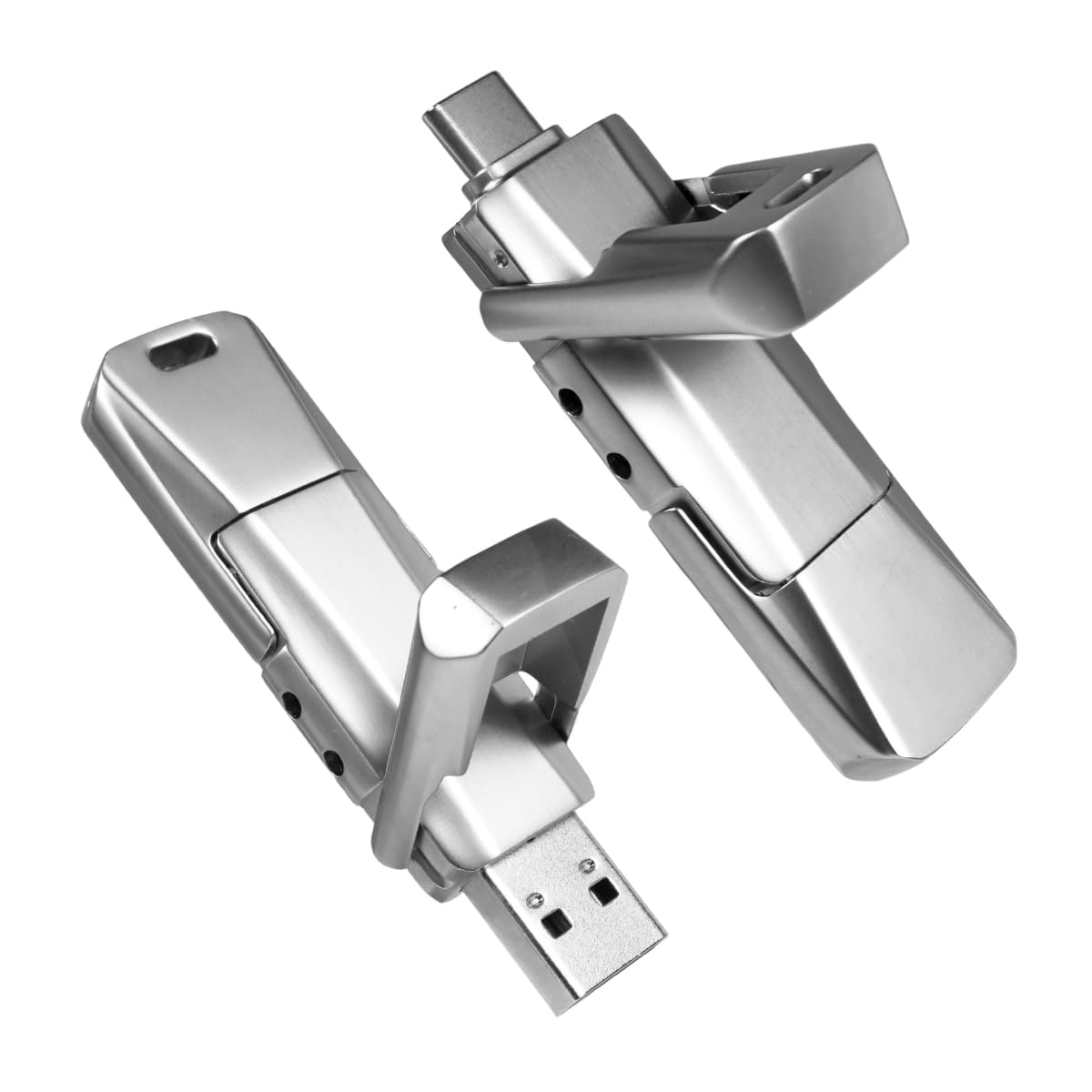 Chiavetta USB a stato solido da 512 GB, fino a 550 MB/s ad alta velocità USB 3.2, USB C + USB A, doppia porta Thumb Drive, archiviazione esterna per iPhone 15/16/17, Android, MacBook, laptop, PC, iPad