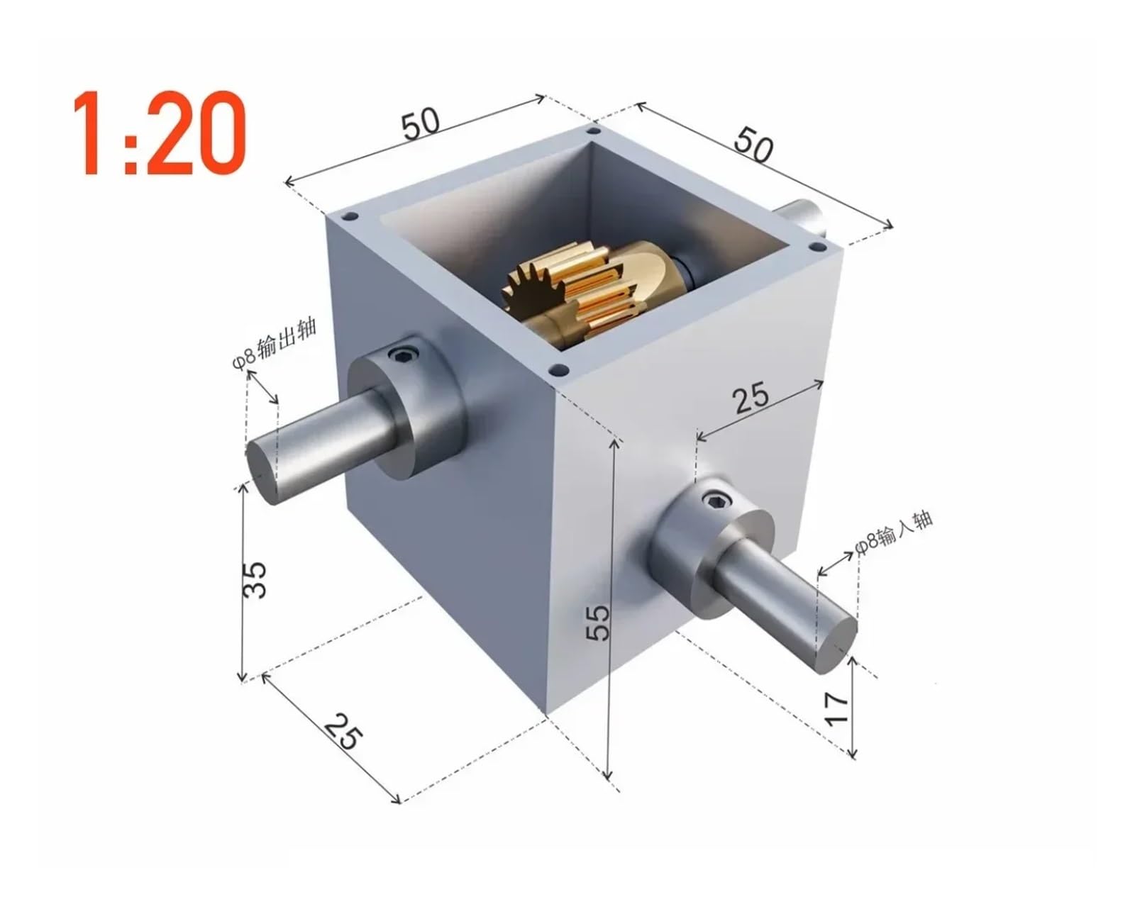 Caja de cambios de transmisión de 8 mm 1:1/15/20/25/30/35 Reductor de engranaje helicoidal de microturbina eléctrica manual Equipo de automatización de elevación de tornillo Para aplicaciones mecánica