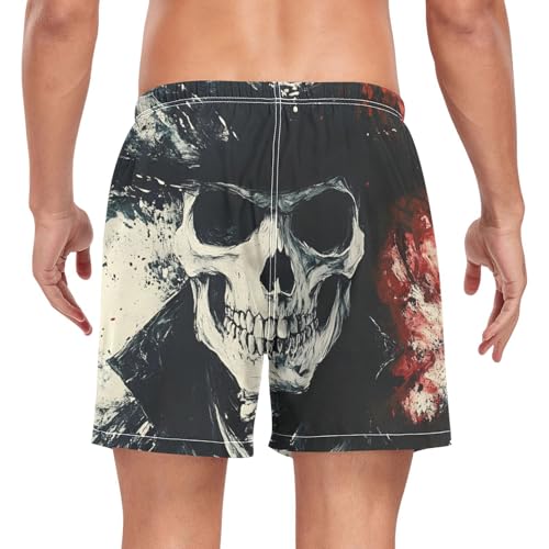 Skull Gothic Art Mens Swim Trunks with Liner, Cool Quick Dry Beach Swim Shorts, Swimwear Bathing Suits S2