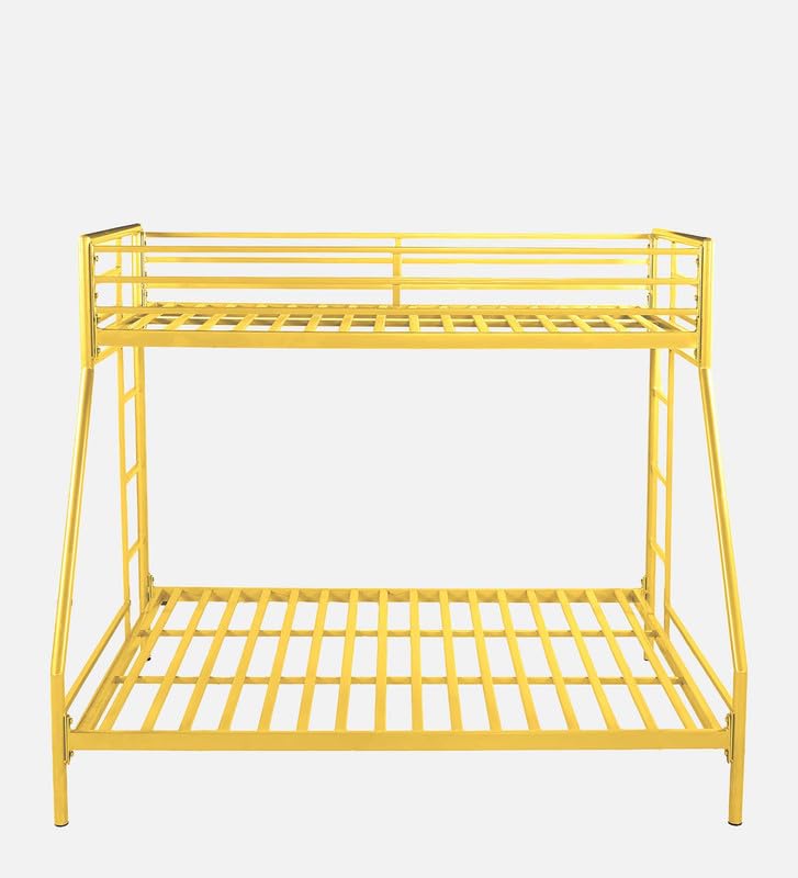 Image of Twin Over Twin Metal Bunk Bed | Bunk Bed Without Storage for Kids & Adult | Double Decker Cot for Kids Room | Space-Saving | Metal Bunker Cot (Mattress Not Included) (Yellow M)