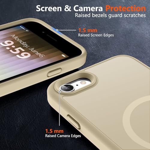 Image of MOCCA Strong Magnetic for iPhone SE Case 2022 /iPhone SE 2020 Case /iPhone 7 Case /iPhone 8 Case [Compatible with Magsafe] Slim Thin Translucent Matte Protective Cover Phone Case 4.7'', Light Gold
