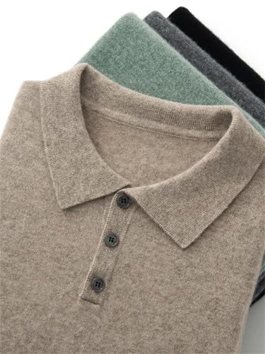 Men's 100 Percent Cashmere Short Sleeve Pullover Sweater Spring Summer Comfort Soft Business Knit Polo T-Shirt2