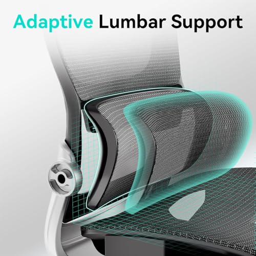 Ergonomic Office Chair,Office Chair with Tilt Function,Mesh Office Chair with Footrest,Ergonomic Chair with Adaptive Backrest, Adjustable Headrest and Flip-Up Armrests image 6