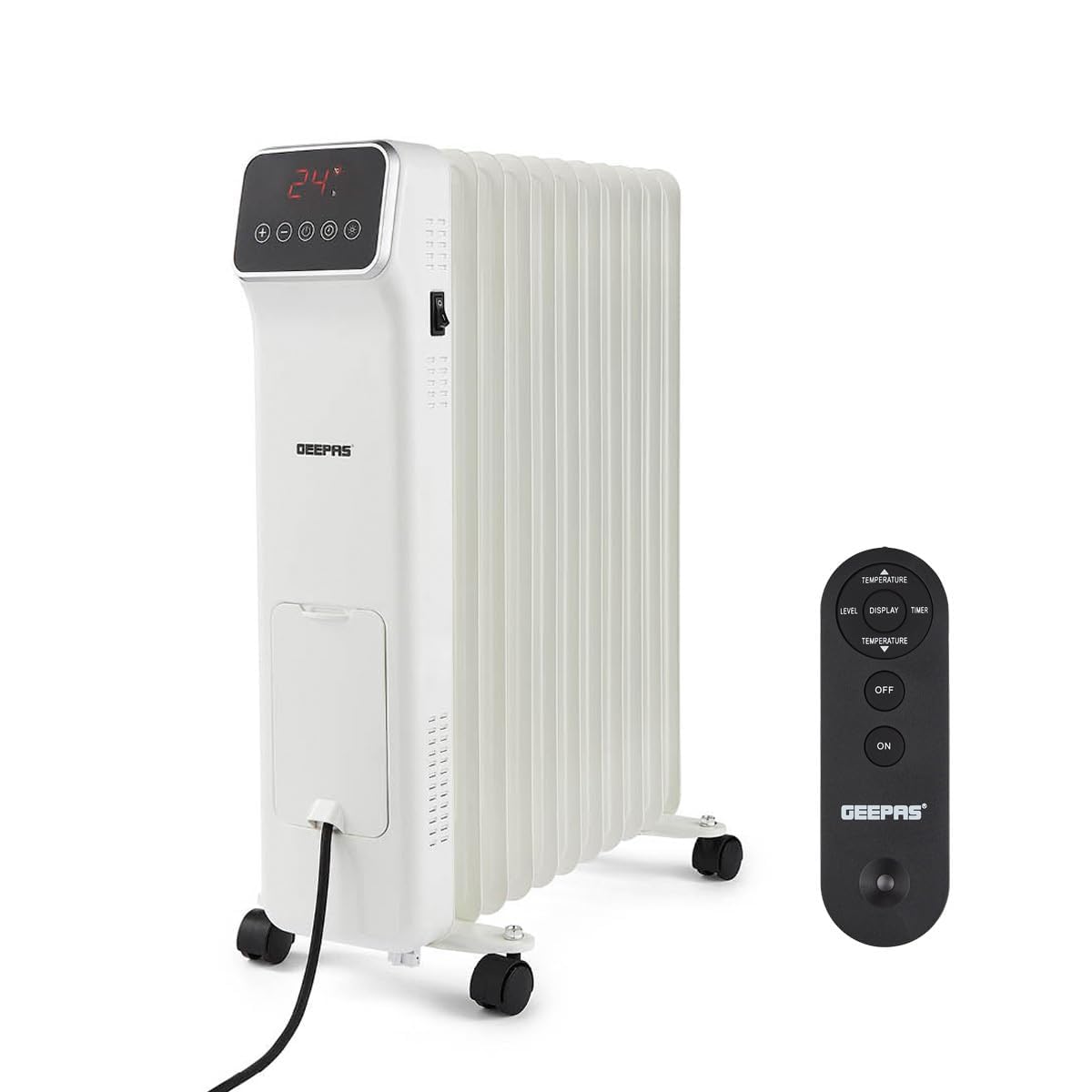 GEEPAS Digital Oil Filled Radiator Heater 11 Fin Remote & LED Display 2500W