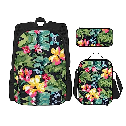 Sac à dos de voyage léger avec lunch bag isotherme et trousse imprimé tropical OdDdot