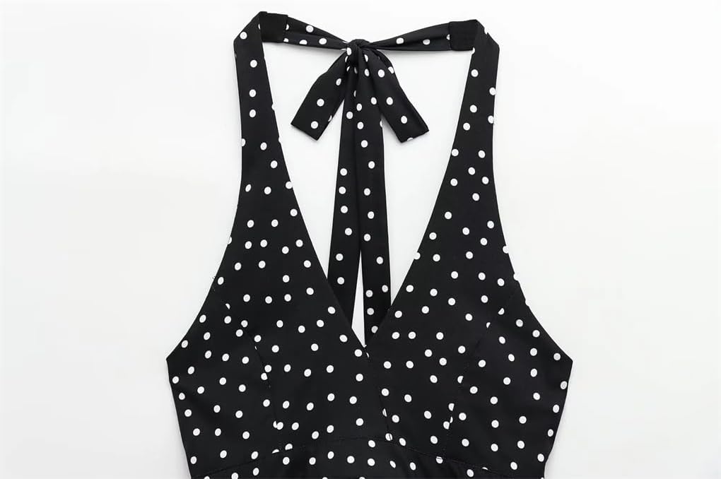 Women's Polka Dot Backless V-Neck Vest