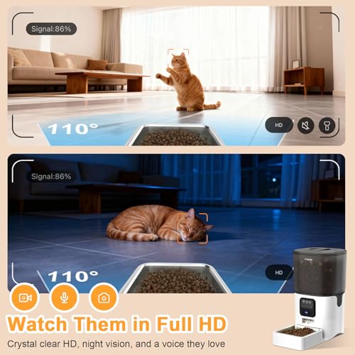 Automatic Cat Feeder with 1080P HD Wide Angle Camera, 6L Food Dispenser with WiFi App Control, Night Vision, Smart Pet Feeder for Cats and Dogs - Image 4