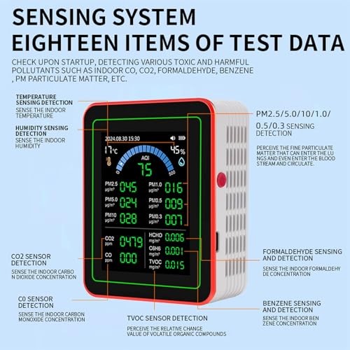 18 in 1 Portable Quality Tester LCD Screen Backlight Indoor Air Quality Meter for Home Cars - Image 4