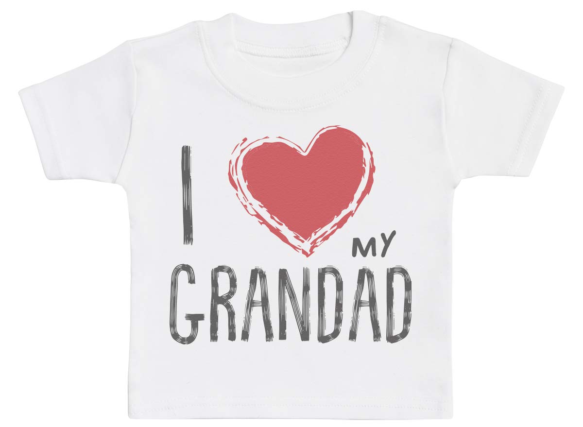 Baby Bunny Men's White I Love My Grandad Red Heart Baby T-Shirt Baby Boy T-Shirt, Baby Girl T-Shirt - 1-2 Years
