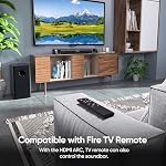 Barre de son Saiyin pour TV intelligente avec caisson de basses, système de son surround 100W avec barre de son détachable pour TV avec tweeter à corne, basses réglables et connexion HDMI-ARC/Bluetooth optique/AUX