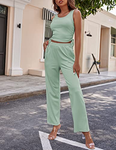 Image of Ekouaer Women's 3 Piece Lounge Set Pajama Long Sleeve Cardigan Sleeveless Top Pants Sweatsuit S-XXL