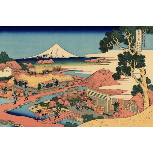Poster Hokusai La plantation de thé imprimé roulé grand format 76x101 cm