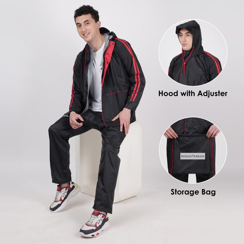 Image of Indian Terrain Men's Rain Coat with Pant and Pocket waterproof and heavy duty